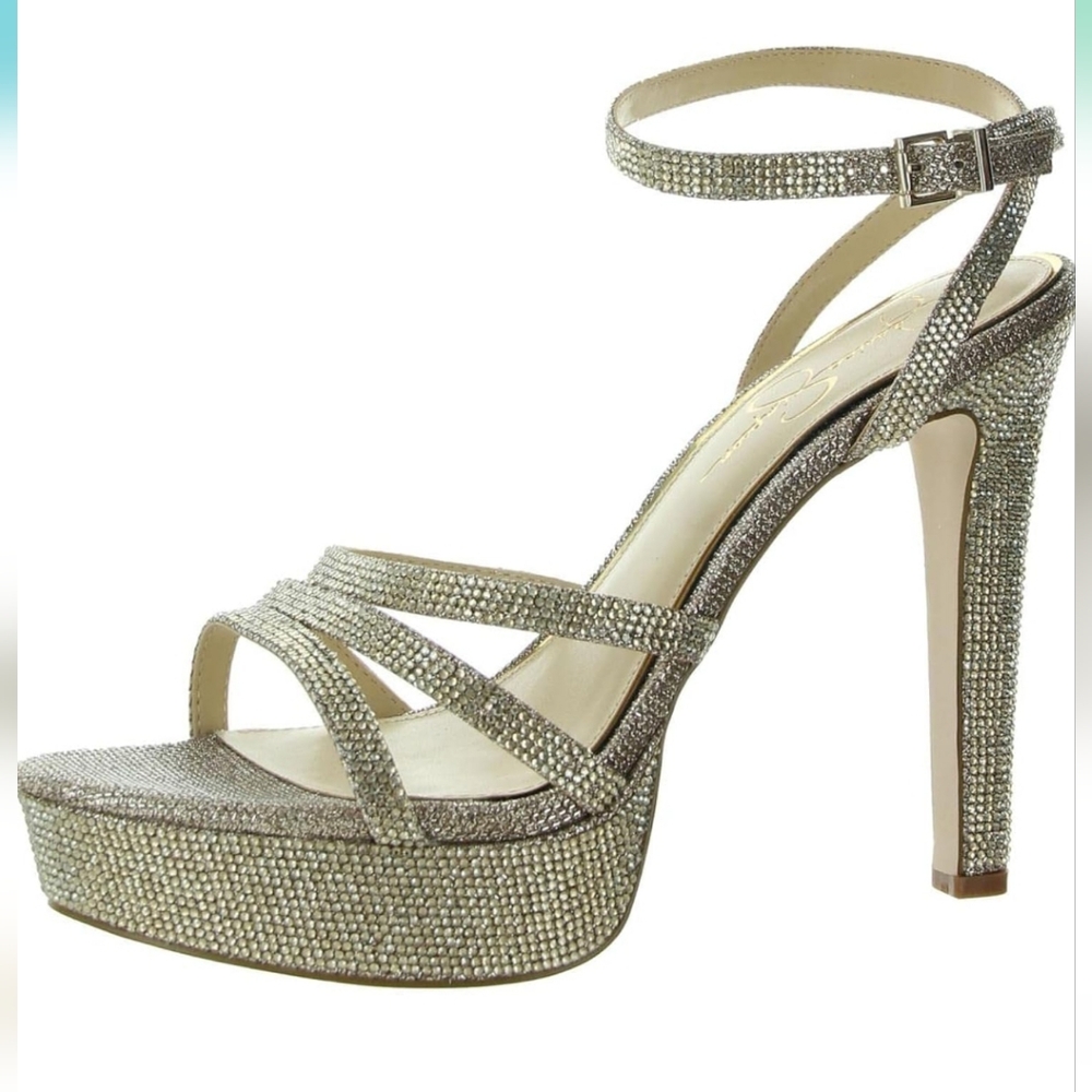Jessica Simpson Women's Balinah Platform Heeled Sandal sz 10 GOLD